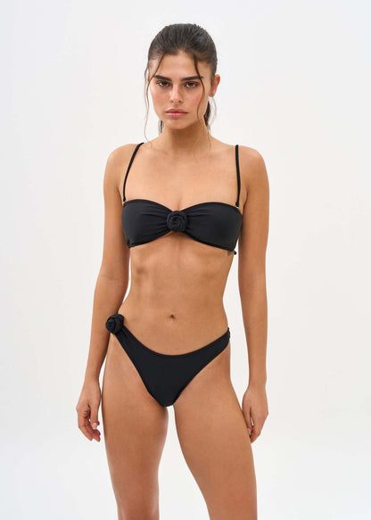 Solid Color Light Nylon Three Dimensional Floral Split Swimsuit Women Sexy High Waist Bikini