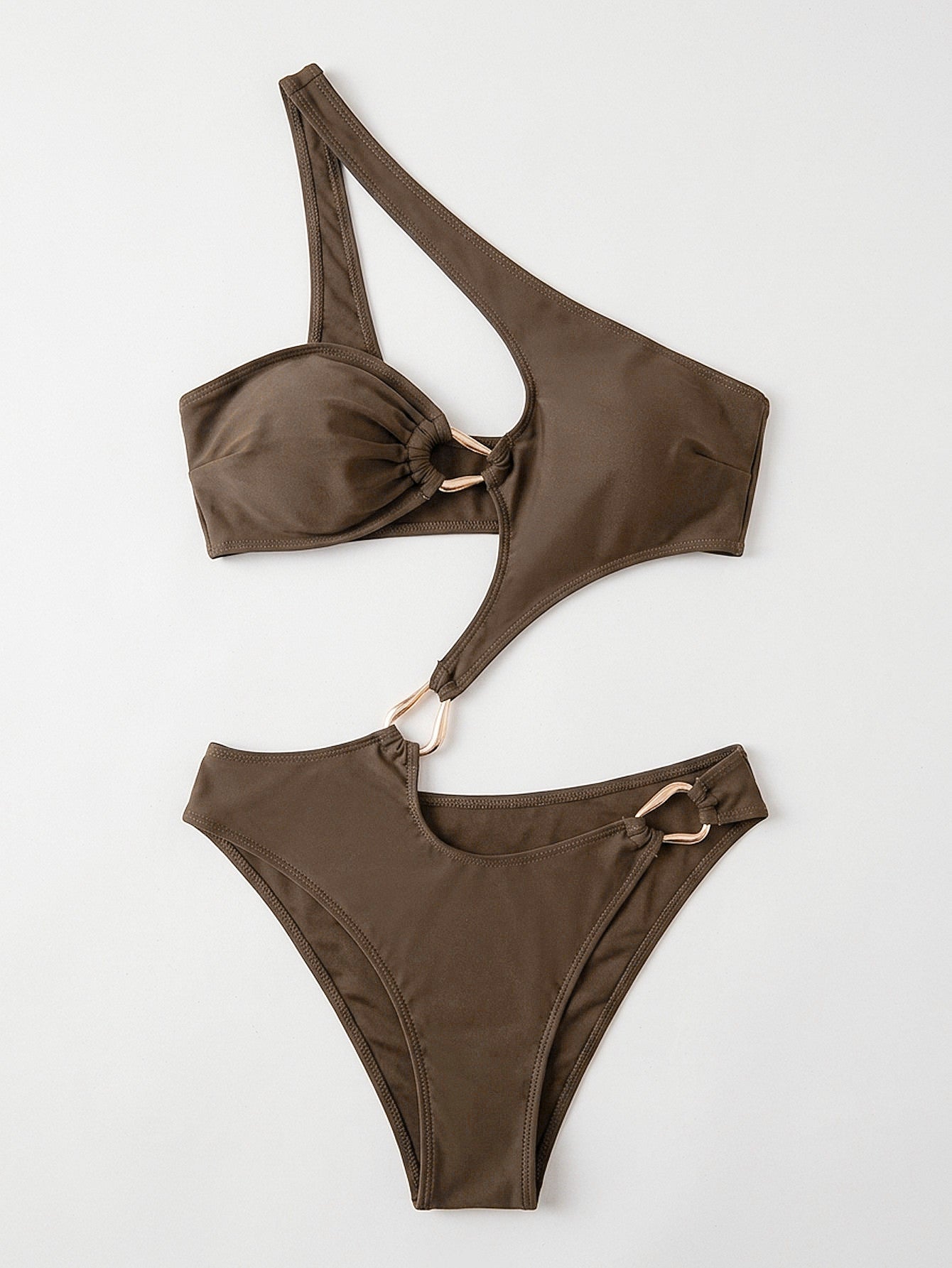 One Piece Swimsuit Solid Color One Piece Swimsuit Shoulder Asymmetric