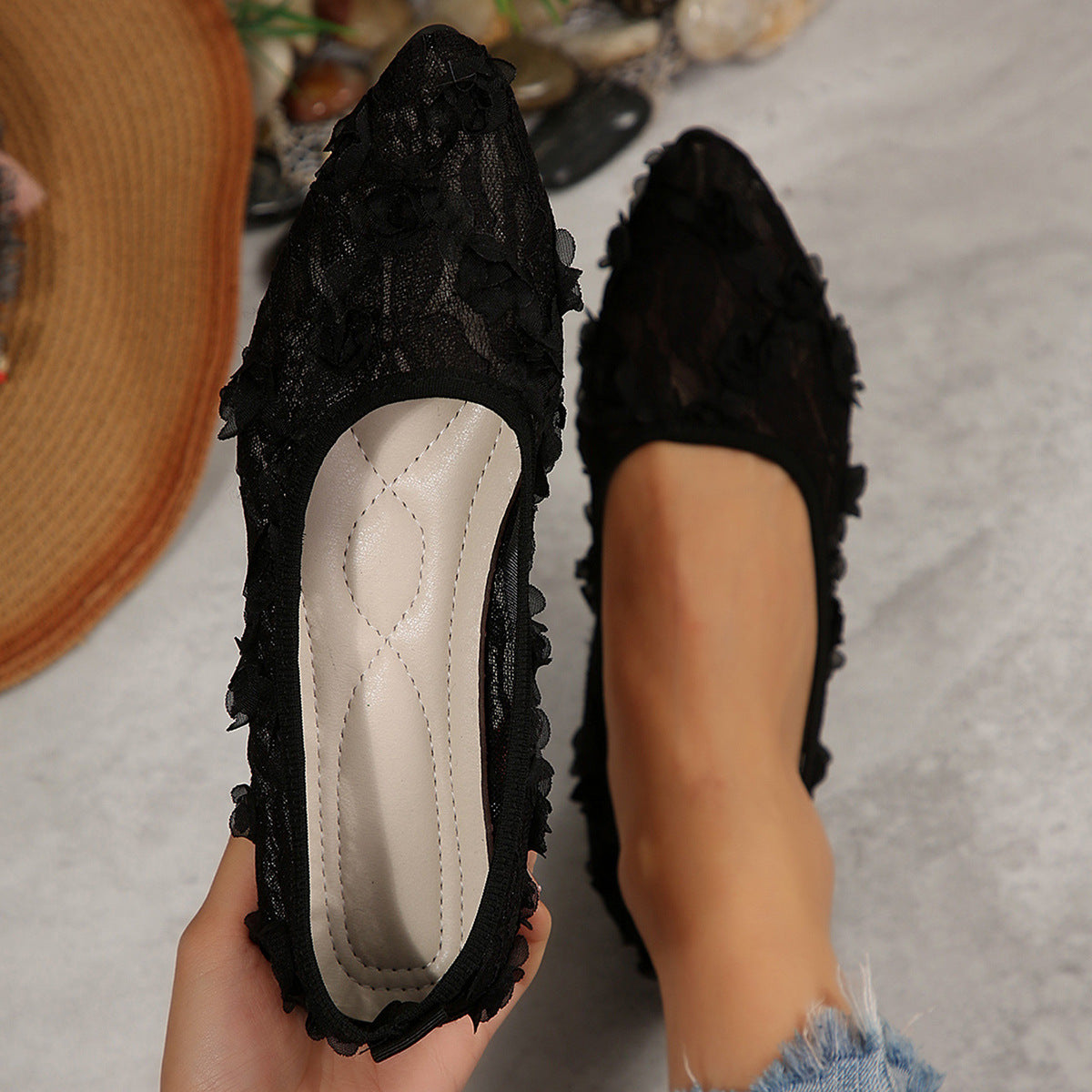Lace Flat Low Top Shoes Women Arrival Mesh Fairy Low Cut Breathable Gommino