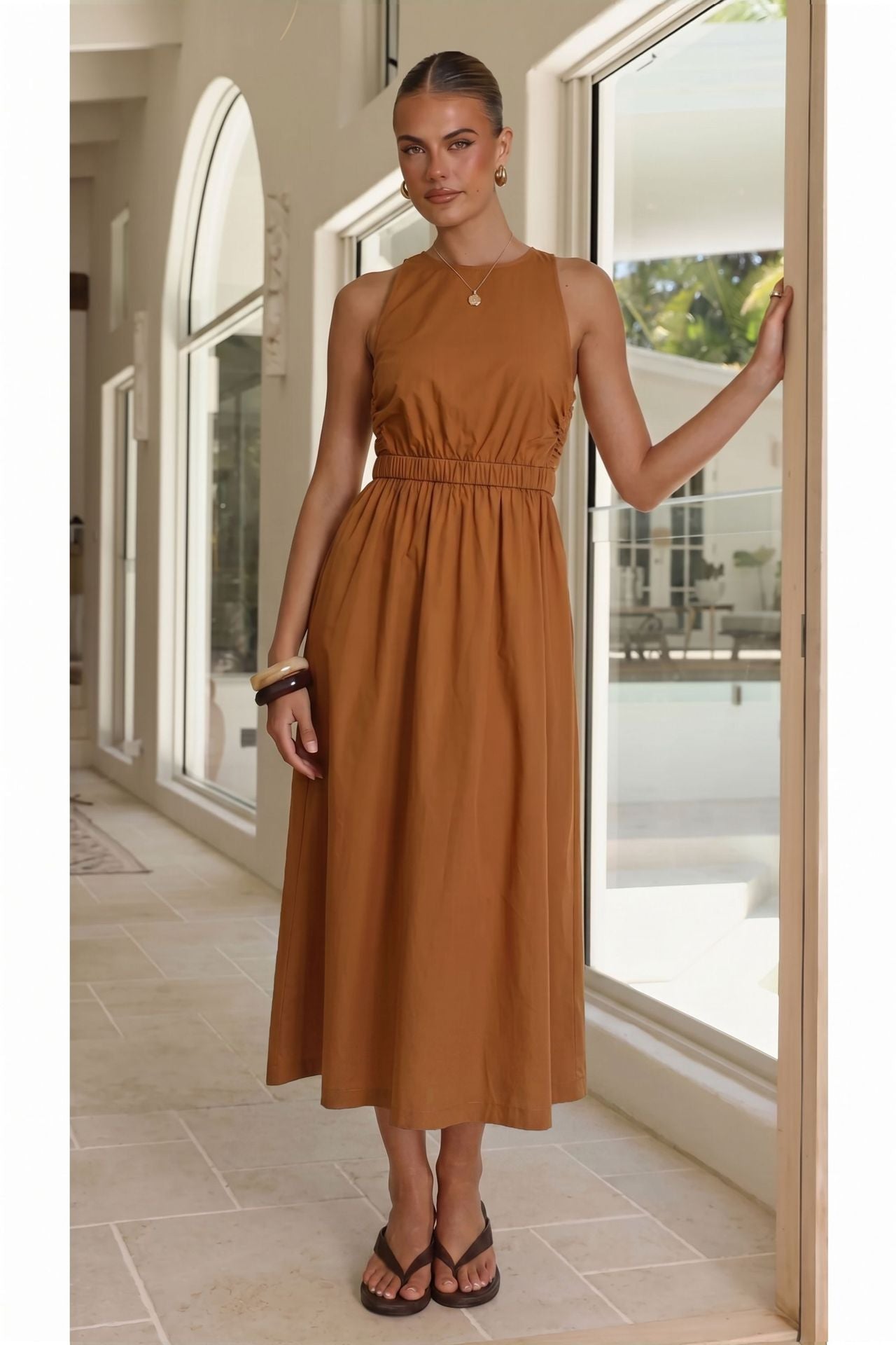 Summer Sexy Backless Dress Comment Short Sleeve