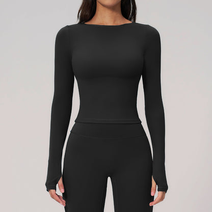 Summer Cream Brushed Yoga Clothes Long Sleeve Outdoor Sports Running Workout Long Sleeve Yoga Clothes Women