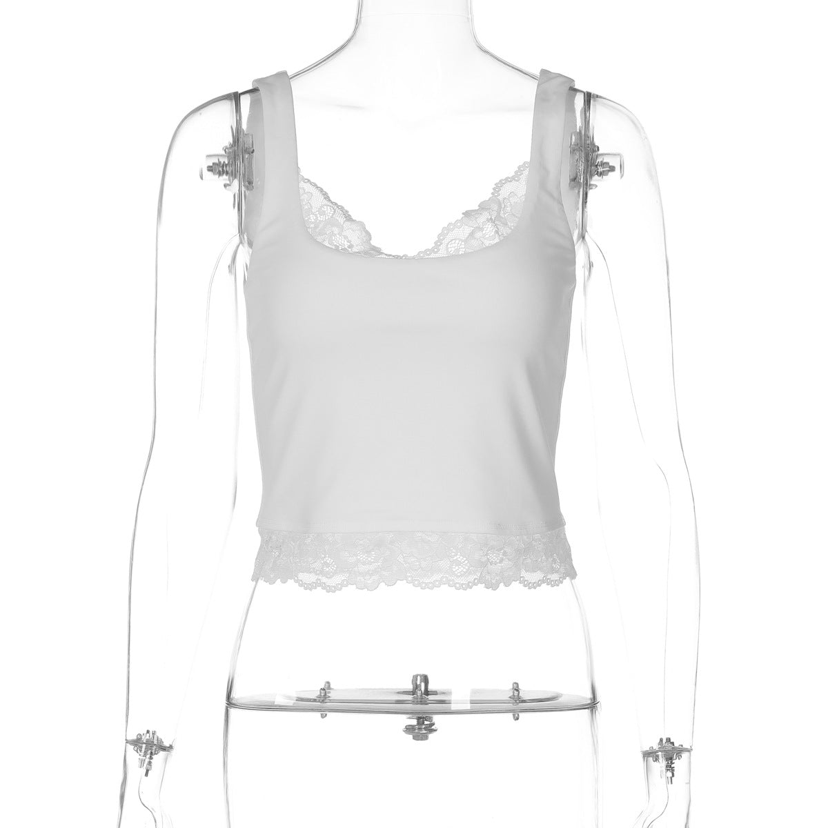Sexy Lace All Match Solid Color Sexy Short Vest Top Women Clothing