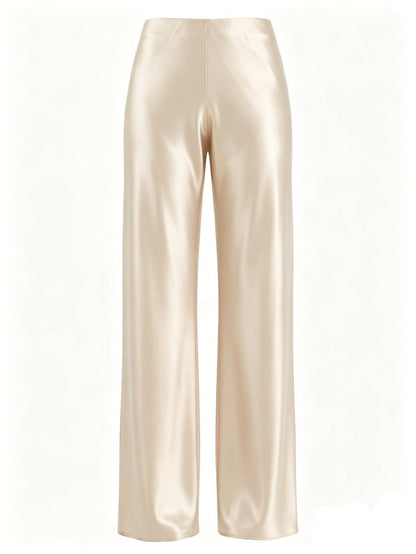 Women Clothing Acetate Satin Pants High End Exquisite High Waist Drooping Straight Wide Leg Pants Women