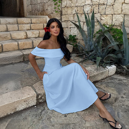 Women Spring Summer Dress Elegant Tube Top Maxi Dress