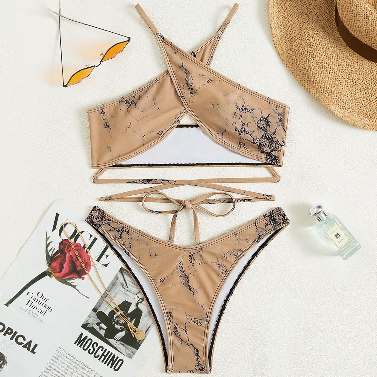 Swimwear Printed Bikini Lace-up Model Bikini Women Seperated Swimwear