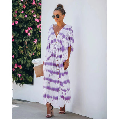 Spring Summer Lace Tie Dye Loose Dress Home Casual Dress