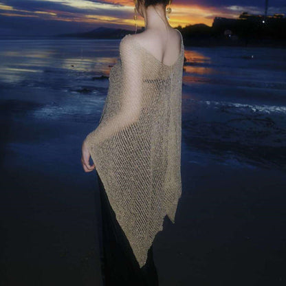 Pure Hollow Out Cutout out Gold Knitted Blouse Bikini Four Piece Suit Elegant Beautiful Vacation Maxi Dress Swimsuit Women