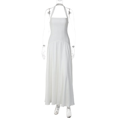 Women Clothing Summer Sexy Backless Zipper Elegant High Grade Halter Dress