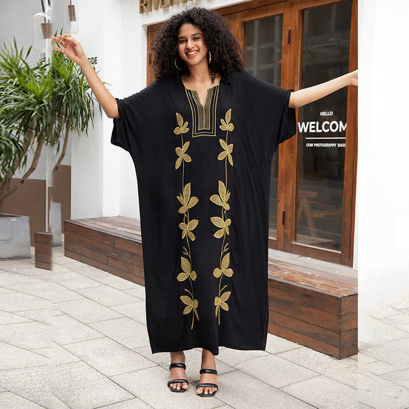 Rayon Embroidered Holiday Loose Maxi Dress Beach Jacket Maxi Dress Beach Cover Up