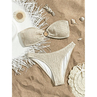Solid Color Tied Bikini Sexy Split Swimsuit Women Beach Bikini Swimsuit
