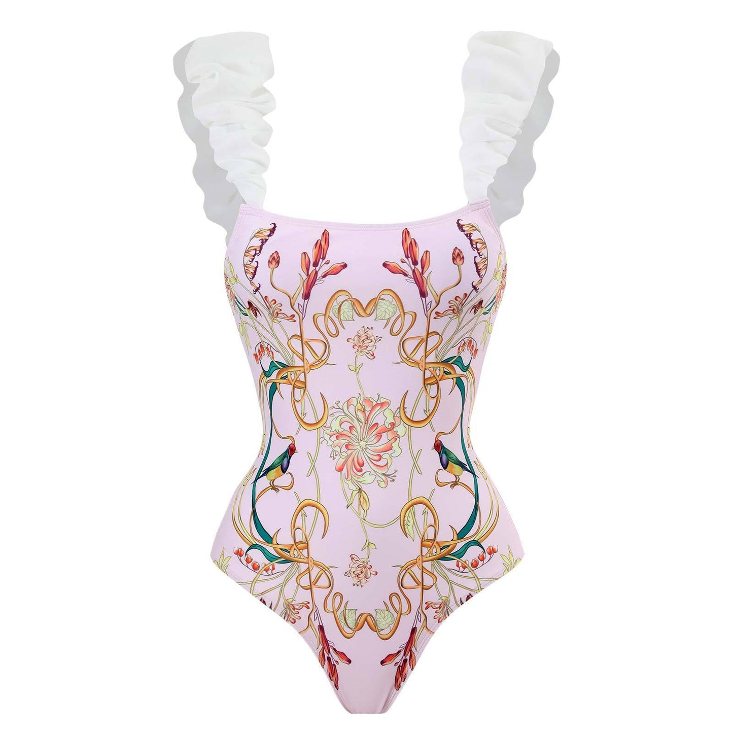 One Piece Women Swimwear Retro Cover Belly Slimming Swimsuit Chiffon Beach Dress