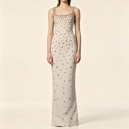 Vest Formal Dress Stars Heavy Industry Beads Diamond Embedded Stretch Maxi Dress
