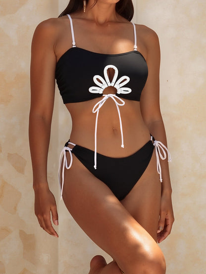Bikini Color Matching Detachable Shoulder Strap Design Sexy Bikini Split Swimsuit