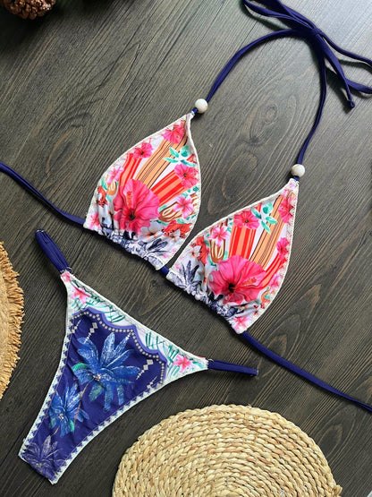 Printed Split Bikini Swimsuit Sexy Triangle Women Swimsuit Swimming Set