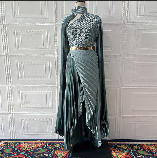 Summer Long Shawl Split Graceful Formal Dress Belt Dress