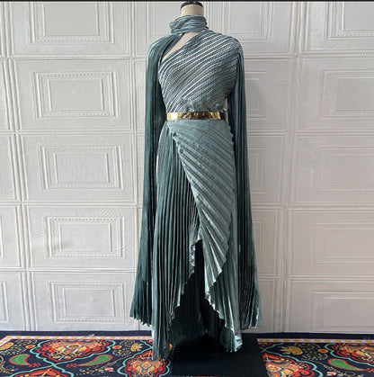 Summer Long Shawl Split Graceful Formal Dress Belt Dress