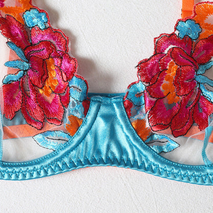 Sexy Embroidery Printed Garter Sexy Suit