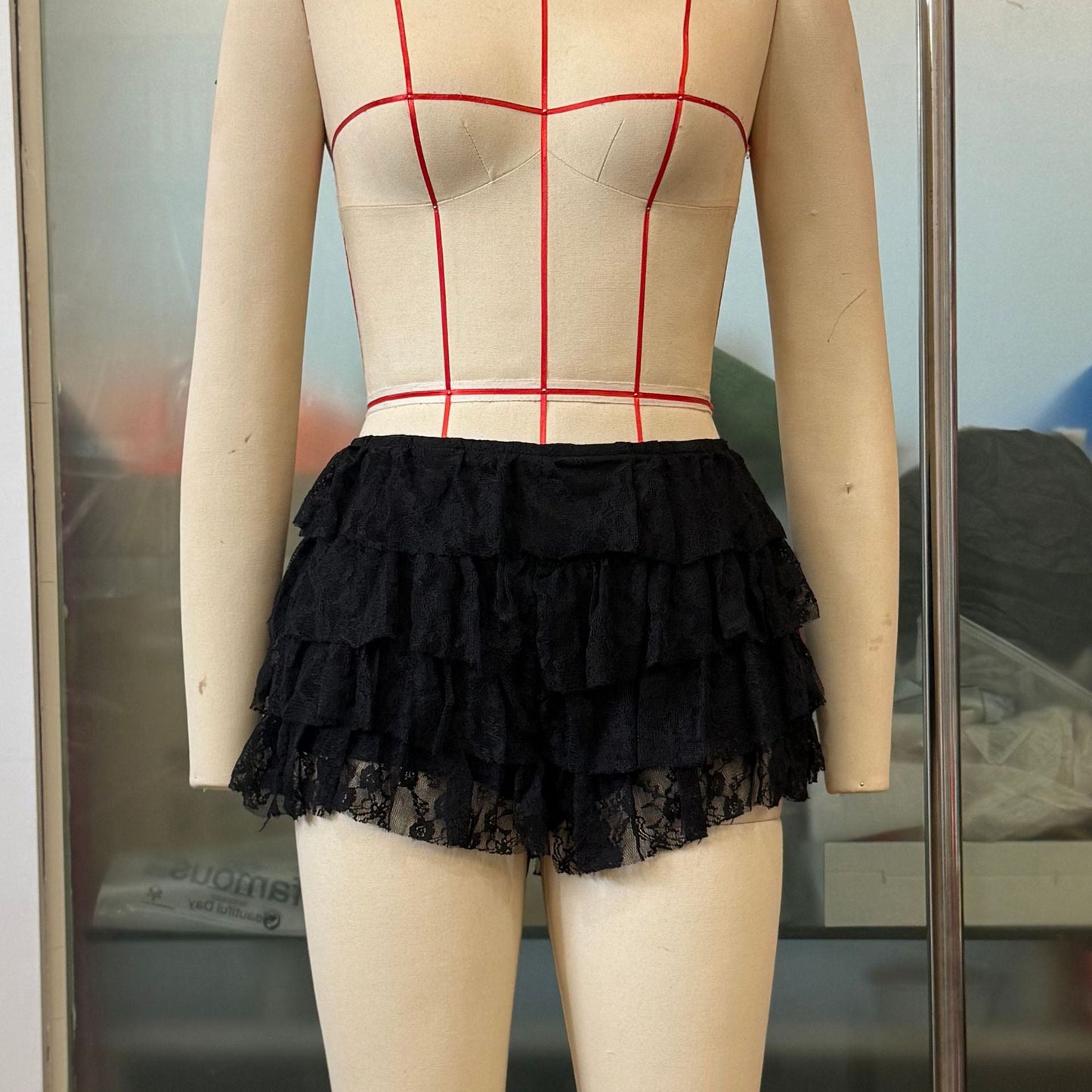 Sexy Lace Multi Layer Ruffles Lotus Leaf Cake Pants Culottes Shorts Skirts