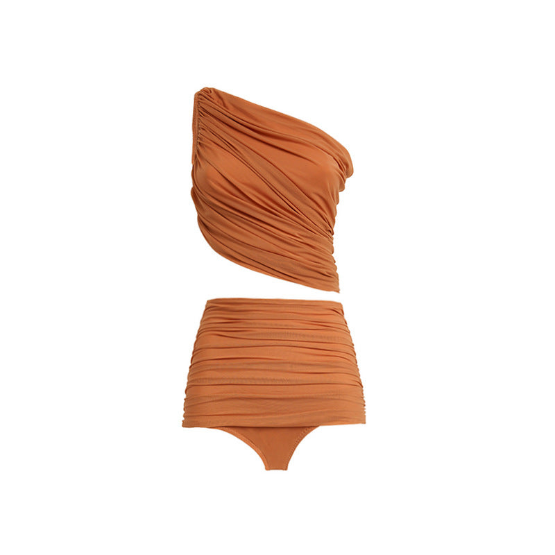 Slant Shoulder Slimming High End Vacation Beach Swimsuit Women
