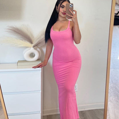 Summer Women Clothing Sexy Slim Fit Drape Sunken Stripe Strap Dress