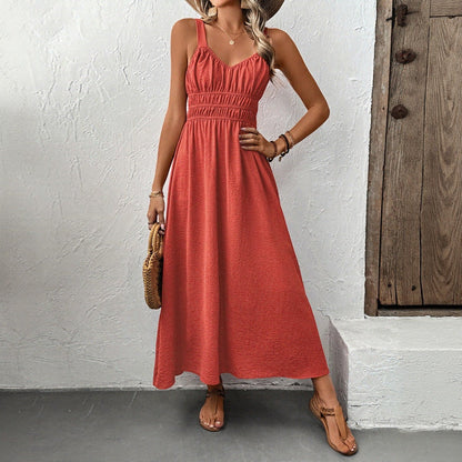 Summer Sleeveless Sling Casual Pleated Dress