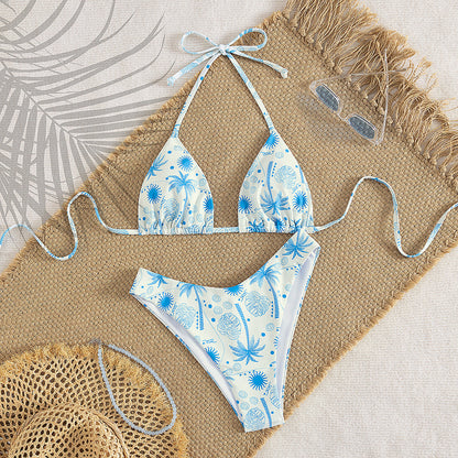 Split Swimsuit Sexy Women Fission Swimsuit Tropical Leaf Printed Swimsuit