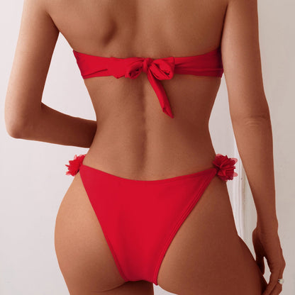 Tube Top Strapless Split Swimsuit Women Sexy Split Swimsuit Summer Beach Bikini Sets