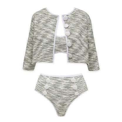 Bikini Pink Sweet Chanel High Waist Split Swimsuit Women