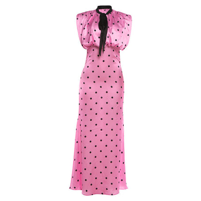 Summer Women Polka Dot Collar Waist Dress
