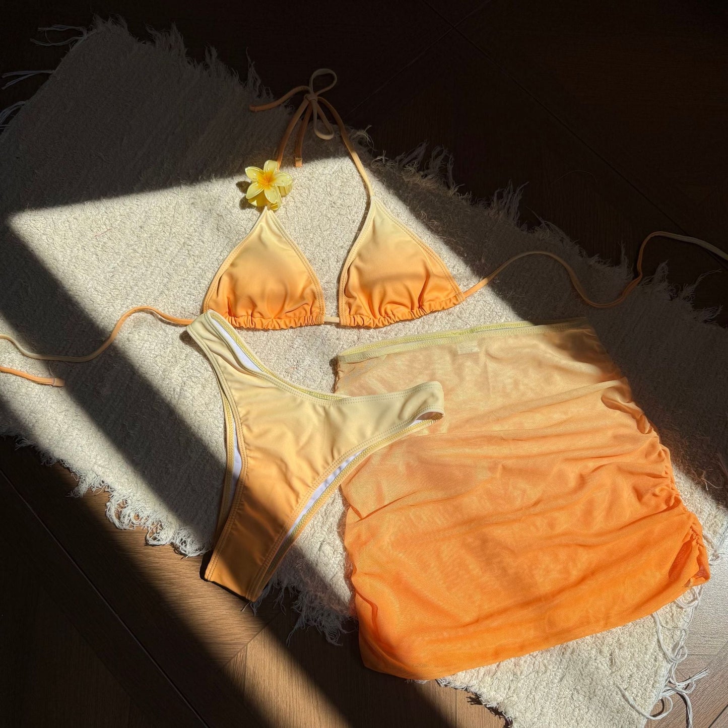 Sexy Gradient Three Piece Swimsuit Women Bikini Swimsuit