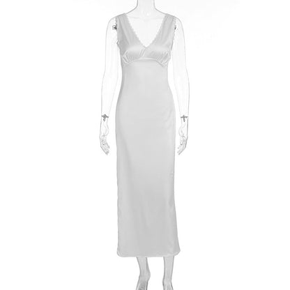 Women Clothing Summer French Entry Lux High Sense Graceful Fashionable Sleeveless Slim Dress
