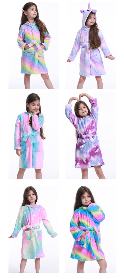 Children Bath Robes Flannel Winter Kids Sleepwear Robe Infant Pijamas Nightgown For Boys Girls Pajamas 1-11 Years Baby Clothes