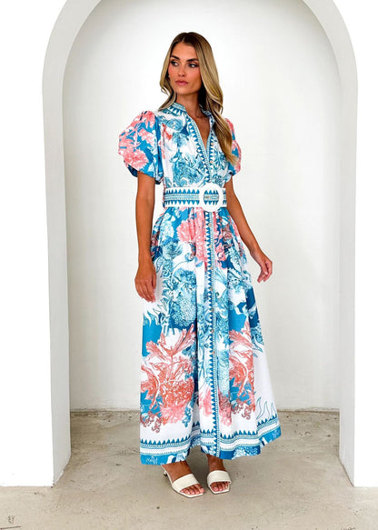 Summer Casual Positioning Lace Printing Maxi Dress