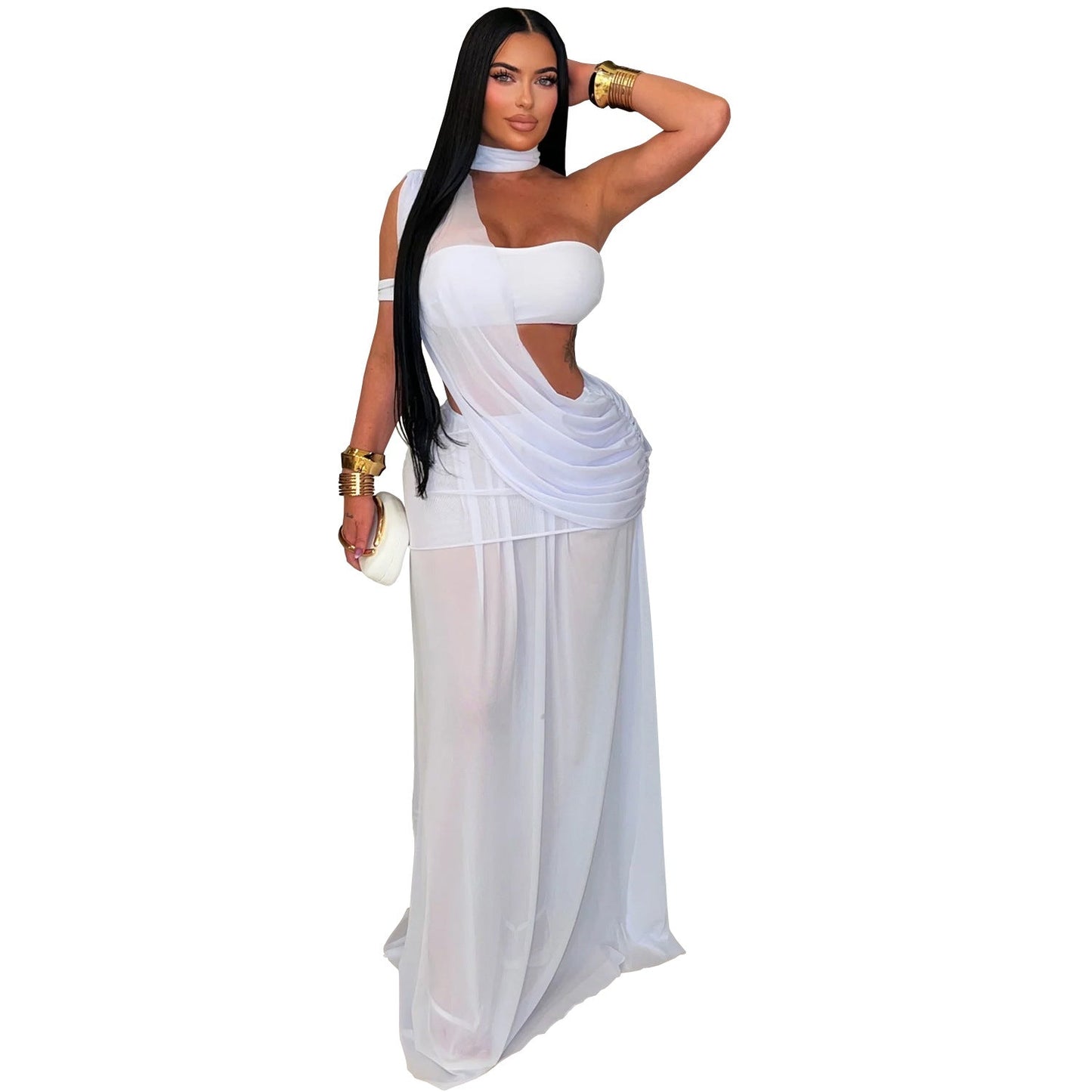 Women Wear Sexy Mesh See through Slim Fit Sheath Dress
