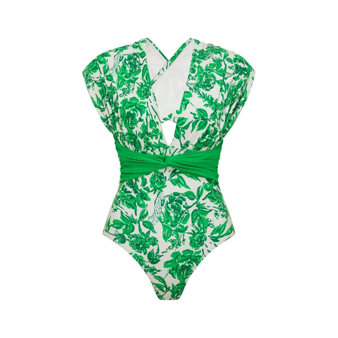 Swimsuit Green Floral Two Piece Swimsuit Women
