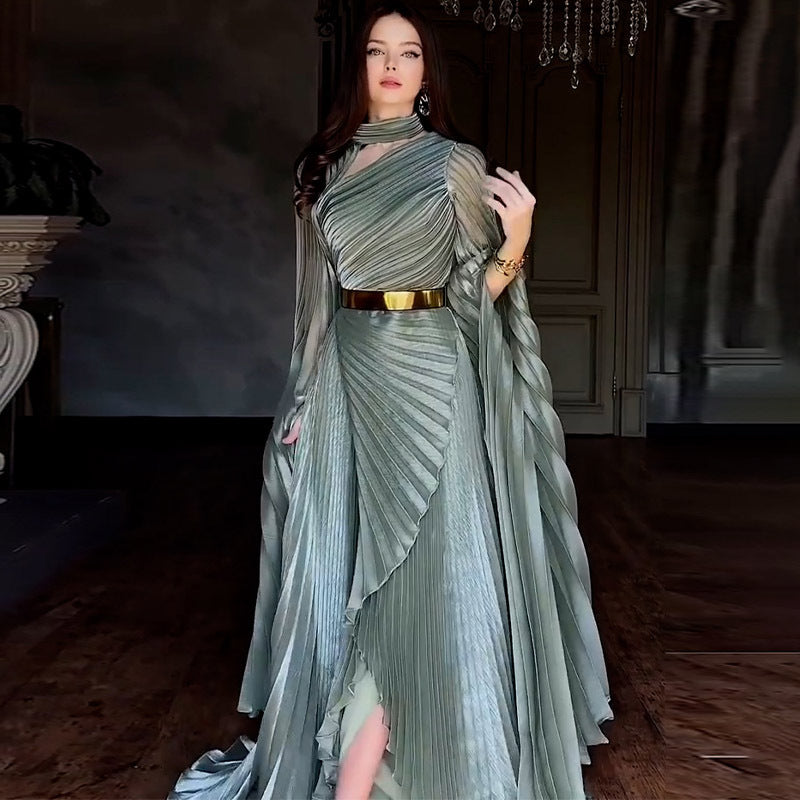 Summer Long Shawl Split Graceful Formal Dress Belt Dress