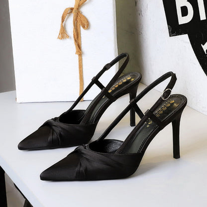 High Grade Cocktail High Heels Stiletto Heel Low Cut Bowknot Hollow Out Cutout Back Strap Super High Heel Shoes