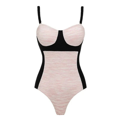 Bikini Pink Sweet Chanel High Waist Split Swimsuit Women
