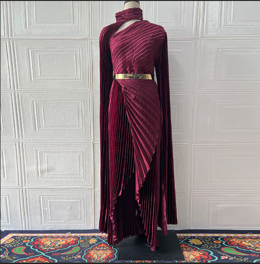 Summer Long Shawl Split Graceful Formal Dress Belt Dress