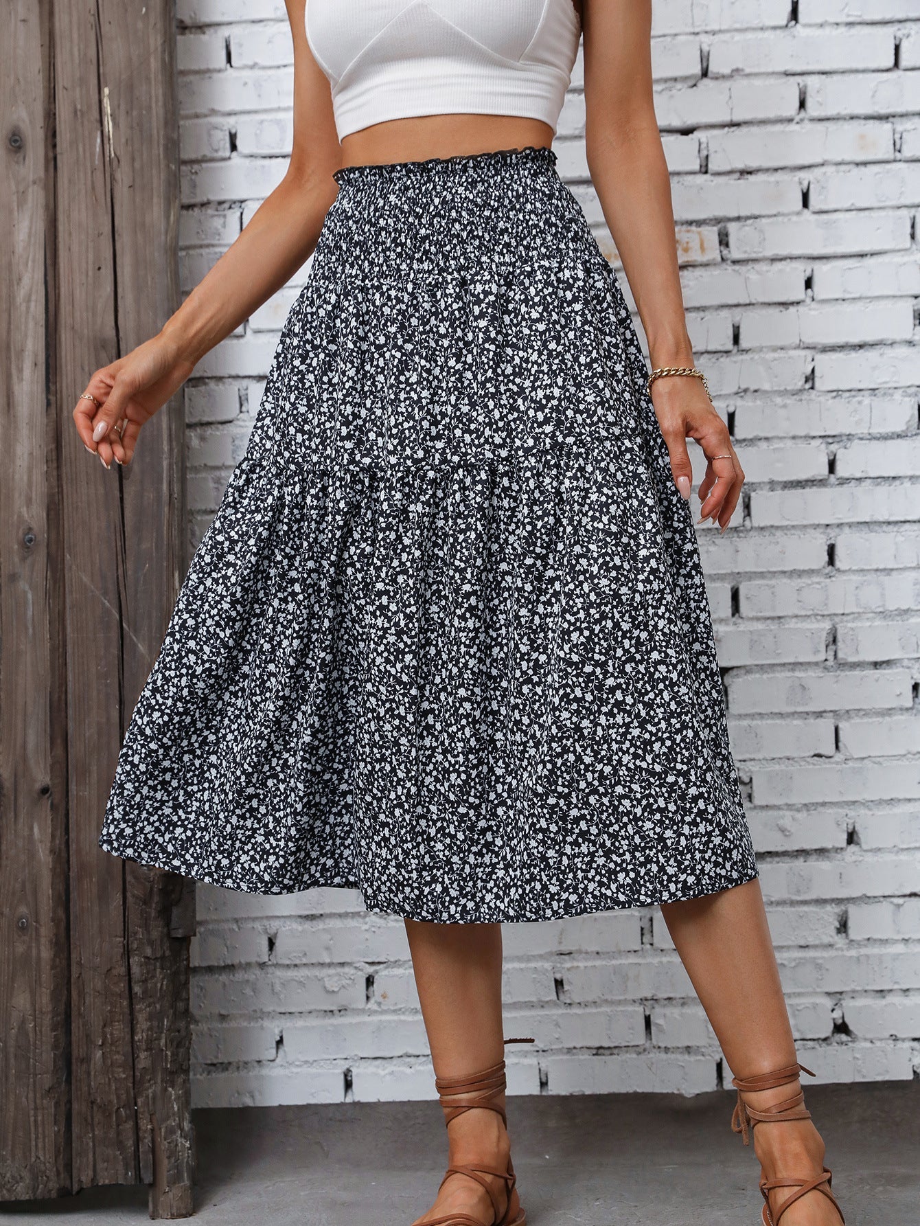Summer Women Clothing Summer Printed Skirt