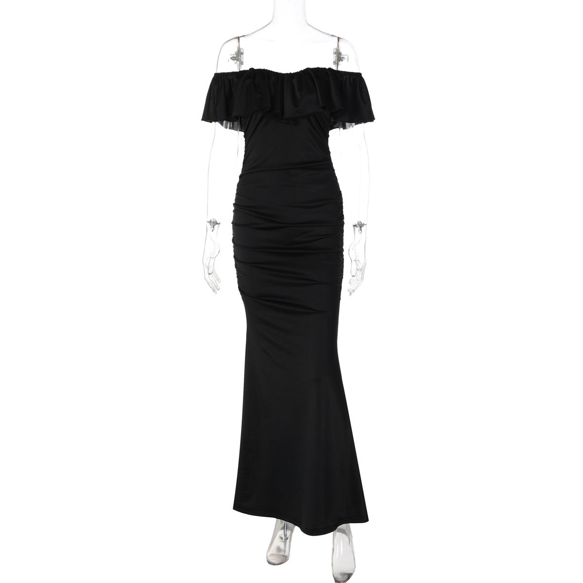 Women Clothing Summer Tube Top off Shoulder Fashionable Pleated Waist Slimming Dress