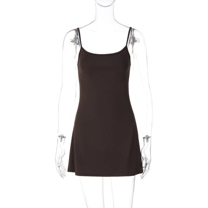 Women Clothing Summer Sexy Easy Matching Sling Dress Short Simple Waist Slimming Sheath Dress