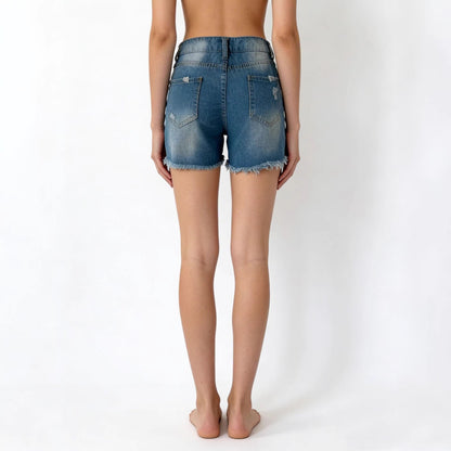 Hole Flow Baggy Denim Shorts Women Multi Color Optional