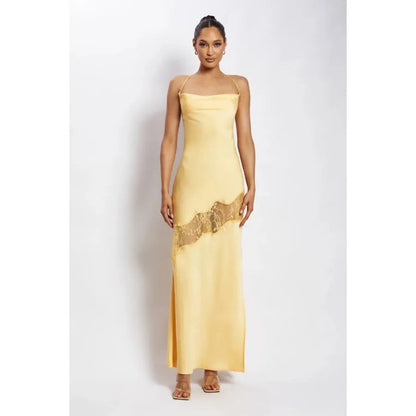 Dress Summer Sling Backless Gauzy Stitching Elegant Dress (3 Colors)