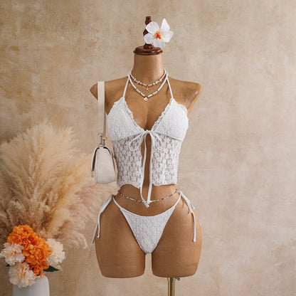 Lace Lace Two Piece Halter Bikini Strap Push up Beach Swimsuit Bikini