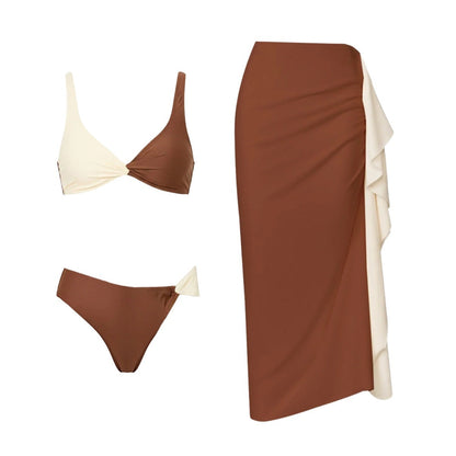Women Bikini Color Matching Simple High Sense Split Swimsuit Sets
