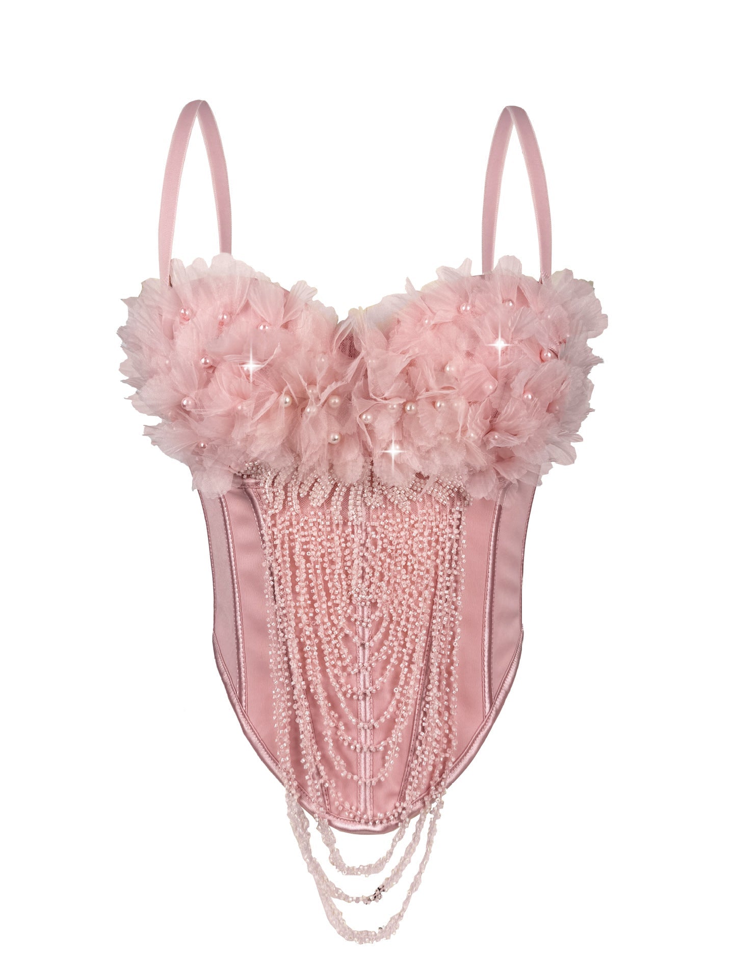 Arrival Handmade Floral Tassel Suspender Vest Sexy Backless Tube Top Outer Wear Boning Corset Corset Body Shaping