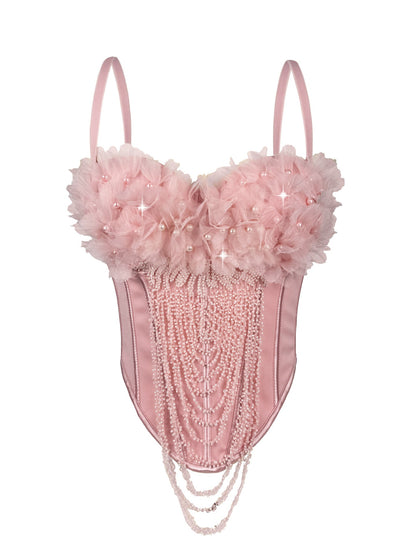Arrival Handmade Floral Tassel Suspender Vest Sexy Backless Tube Top Outer Wear Boning Corset Corset Body Shaping