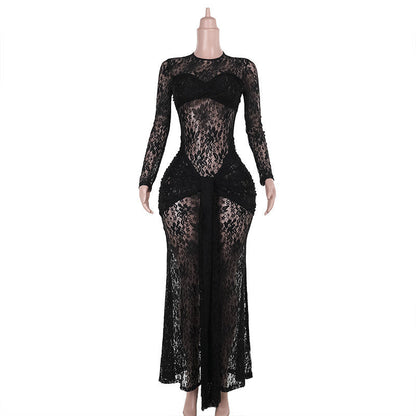 Fall Type Hip Sexy See through Slim Lace Dress Women