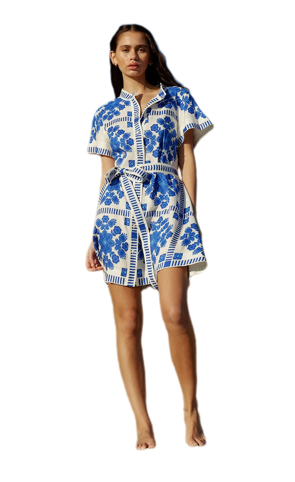 Summer Trade Casual Women Clothing Printed Lace up Dress